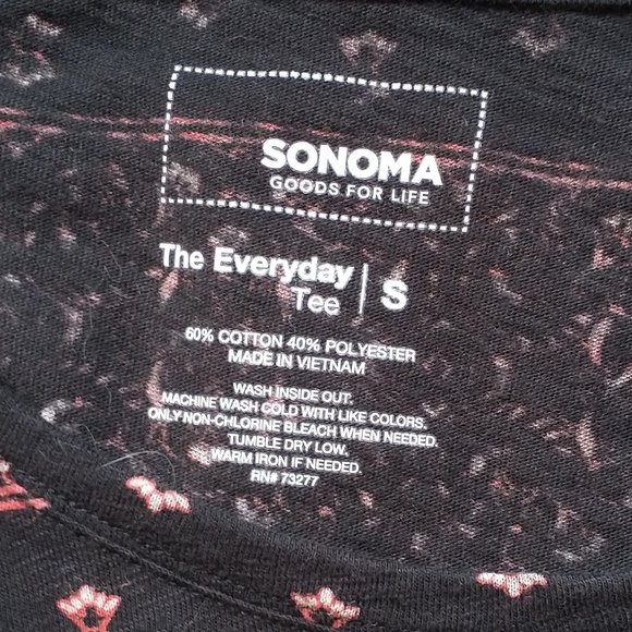 Sonoma - Size Small - Black and Red Patterned Long Sleeve Top - Picture 3 of 3